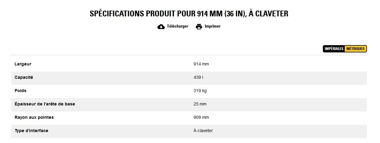 Godet d'excavation extra-robuste - caterpillar finance france - 914 mm (36 in), à claveter - poids 319 kg_5