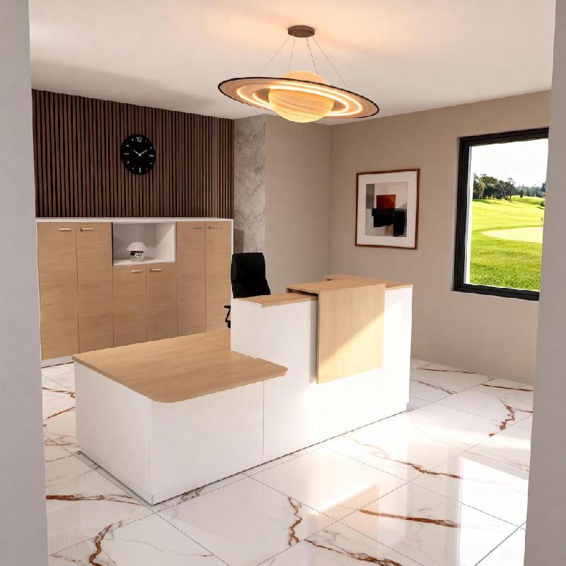 Comptoir d'accueil bi-colore avec PMR Delta et réhausse - 242, Gauche, Blanc, Oui, Chêne moyen_5