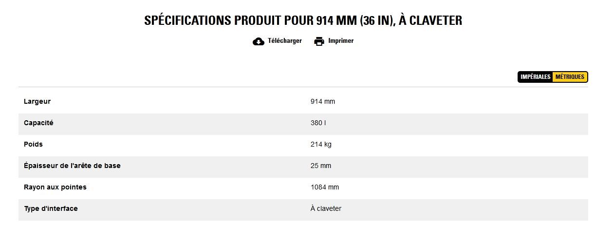 Godet d'excavation grande capacité - caterpillar finance france - 914 mm (36 in), à claveter - poids 214 kg_5
