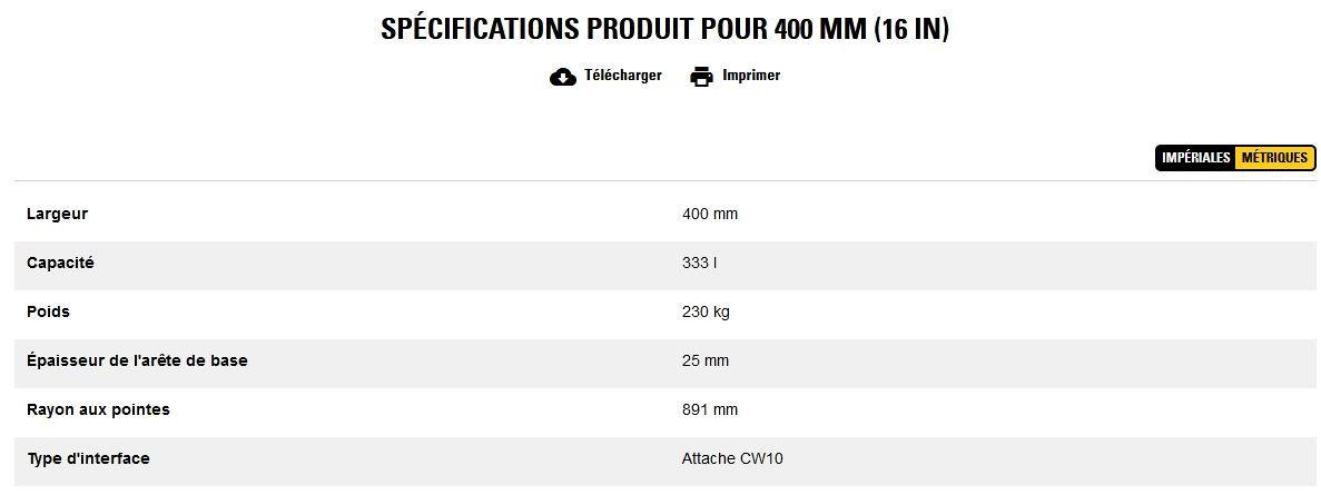 Godet d'excavation-mini-pelle - caterpillar finance france - 400 mm (16 in) - poids 230 kg_5