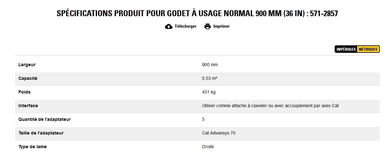 571-2857 godet d'excavation à usage normal - caterpillar finance france - 900 mm (36 in) - poids 431 kg_5
