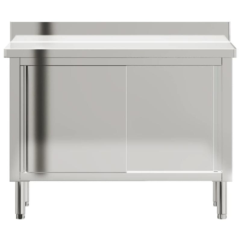 Vidaxl table de travail de cuisine avec portes coulissantes inox 376441_5