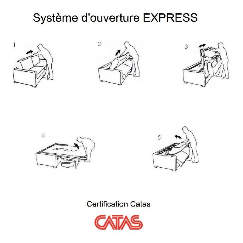 Canapé convertible express Jackson 140 cm - sommier lattes - cuir vachette noir - matelas 16 cm - ouverture rapide_5