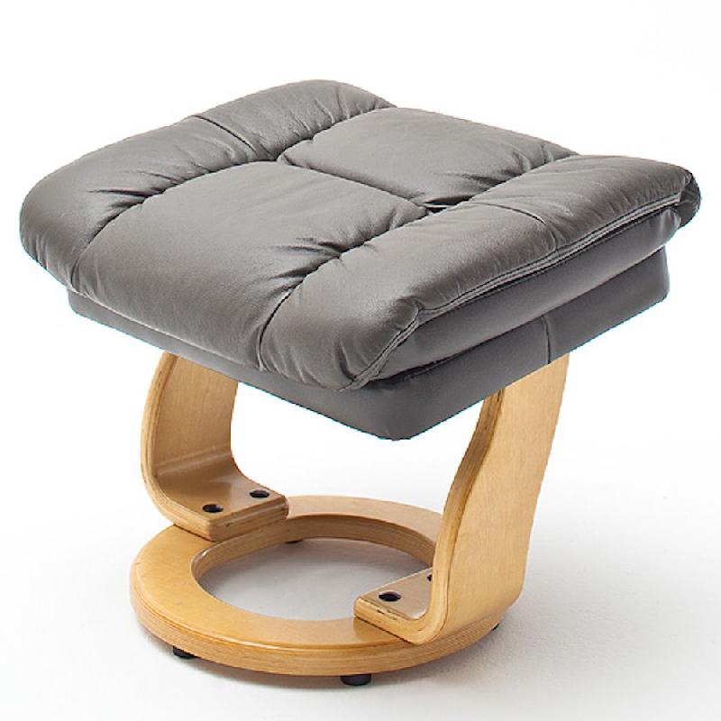 Fauteuil relax Clairac XL - assise en cuir marron nougat, pied en bois naturel avec repose-pied, inclinable 135° et rotation 360°_5