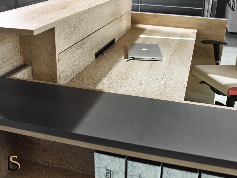 Bureau d'accueil 1 personne Avant - Ofitres - 129, Blanc, Non, Beige brillant_5