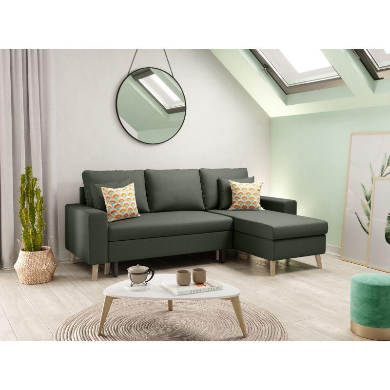 Canapé d'angle réversible convertible ARKO vert foncé avec coffre de rangement et coussins d'appoint_5
