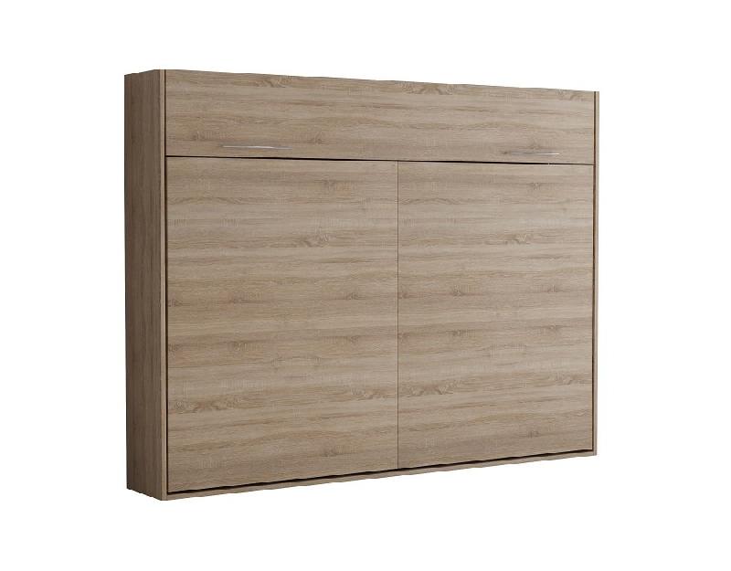 Composition lit escamotable Vertigo chêne naturel - largeur 311 cm - couchage 160x200 cm - gain de place avec colonnes de rangement_5