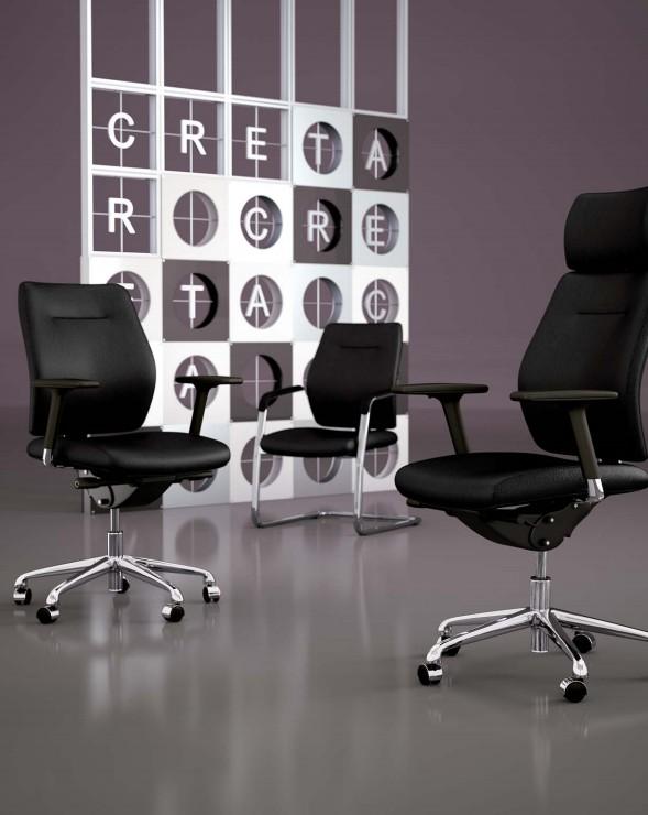 Fauteuil de Direction cuir Creta - Mobel Linea - cuir noir_5