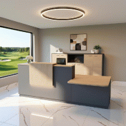 Comptoir d'accueil bi-colore avec PMR Delta et réhausse - Droite, Non, Anthracite, 282, Chêne moyen_5