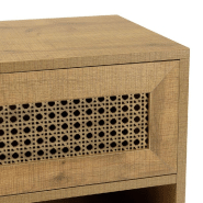 Buffet bas CALINE - 3 niches, 2 portes coulissantes effet cannage, pieds métal noir_5