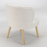 Fauteuil design Gothy blanc en tissu bouclette - pieds bois finition vernis nitrocellulosique_5