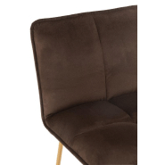Chaise de bar Ratri - Velours marron foncé - Pieds métal couleur laiton - Confort et design tendance_5