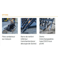 Godet fléco GMTP - 28 modèles de 750 mm à 2500 mm pour pelles de 2.5 à 25T - Série HDVX en Hardox 450 ou S355_5