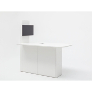 Table multimédia design élégant et épuré - OGI V, connectée avec prises USB, HDMI, RJ45, et rangement intégré_5