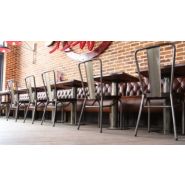 Chaise Sanks AB Verticale SIF - Structure Acier Thermolaqué Verni Transparent - Assise en Pin - Empilable_5