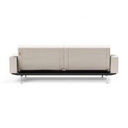 Innovation Living - Canapé Splitback pieds chromés avec accoudoirs - Convertible lit 115x210 cm - Tissu bouclé Off White_5