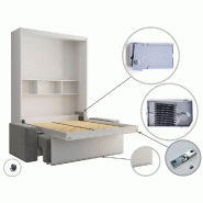 FALCON SOFA - Armoire lit escamotable avec canapé et rangements intégrés - Couchage 140 x 200 cm - LED et sommier 34 lattes_5