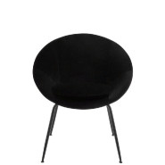 Chaise TROE ronde - Noir - Design rétro avec accoudoirs - Structure métal - Assise tissu et mousse_5