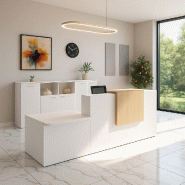 Banque d'accueil Design & Ergonomique : La solution idéale pour Cabinets Médicaux - Blanc, Gauche, Oui, Chêne moyen, 282_0