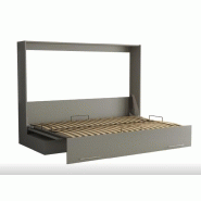 Armoire lit escamotable VERTIGO SOFA gris - canapé 4 coussins - couchage 160x200 cm_5