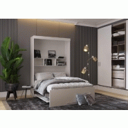 Lit escamotable Santorin 140x190 cm - Mécanisme Sedac Meral - Profondeur 50 cm - Gris mat_5