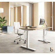 Bureau d'angle réglable TRAM - Mobel Linea - 140, Blanc, Acacia foncé_5