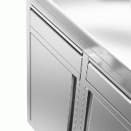 Meuble inox pour machine à café - 800 x 600 mm - 2 tiroirs - 2 portes avec trappe à déchets_5