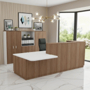 Bureau d'accueil mixte avec PMR Delta Plus - Mobel Linea - Gauche, Acacia foncé, 282_0