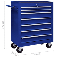 Vidaxl chariot à outils d'atelier avec 7 tiroirs bleu 147173_5