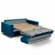 Canapé convertible express Jackson 160cm - Comfort Bultex® 12cm - sommier lattes - tête de lit intégrée - velours azur_5