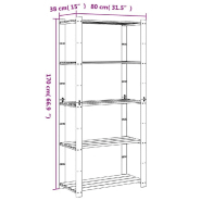 Vidaxl support de rangement à 5 niveaux gris 80x38x170 cm bois de pin 373385_5