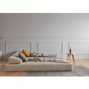 Méridienne design Sigmund Wood - convertible lit 160x200 cm - tissu Kenya beige - pieds chêne_5