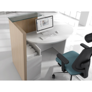 Banque d'accueil compacte et fonctionnelle - OVO pour petit espace avec plateau en verre_5