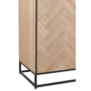Buffet MOUNIE 4 portes - motifs chevron naturel clair - pieds métal noir - style industriel_5