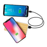 Power bank en bambou - 8000 mAh - 2 ports USB et chargeur USB-C - Couleur naturelle_5