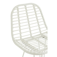 Chaise de bar jardin Rapha - métal blanc avec assise en rotin - style scandinave et art déco_5
