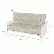 Armoire lit escamotable KOMPACT SOFA - canapé avec accoudoirs et tiroirs - blanc mat et tissu gris - couchage 160x200 cm_5