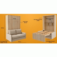 FIDJI SOFA LIT ESCAMOTABLE FAÇADE ÉRABLE CANAPÉ TISSU ORANGE 160*200 CM_5