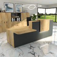 Bureau d'accueil ergonomique et Design Delta - 242, Gauche, Noir, Oui, Chêne veiné_0