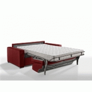 Canapé convertible 2-3 places Excellence - 120 cm - Sommier à lattes - Microfibre Bordeaux - Matelas Memory 18 cm inclus_5