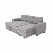 Canapé d'angle réversible convertible LIDO gris clair avec pouf et coffre de rangement_5