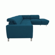 Canapé d'angle réversible convertible VITO - bleu pétrole - avec coffre et têtières réglables_5