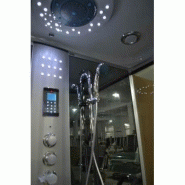 Cabine de douche hammam Lutèce® - 80x80 cm - Panneau digital, hydromassage, LED, Bluetooth et USB_5