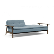 Canapé-lit design Dublexo Frej Innovation Living - convertible Soft Indigo 115x210 cm avec accoudoirs laqués noirs_5
