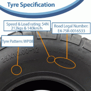 25x10.00-12  25x8.00-12 ATV Tyres 6ply WP08 OBOR Beast Road Legal (Set of 22)_5