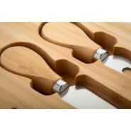 Set Noël de couteaux à fromage - Planche en forme de sapin en bambou avec 2 couteaux en inox_5