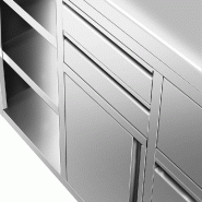 Meuble inox pour machine à café - 1200 x 600 mm - 2 tiroirs - Étagère réglable gauche_5