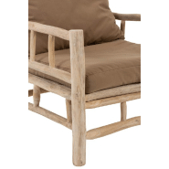 Fauteuil 3 personnes en tek naturel/marron - structure en bois de tek et coussins moelleux_5