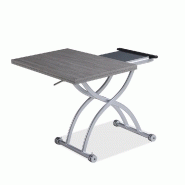 Table basse relevable extensible Hirondelle compacte - mélaminé chêne gris 100 x 57/114 cm avec système élévation à piston_5