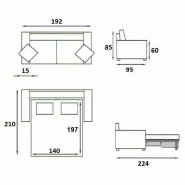 Canapé convertible express Midnight Amore - sommier à lattes 140x197 cm - matelas 16 cm - velours bleu paon - fabrication italienne_5